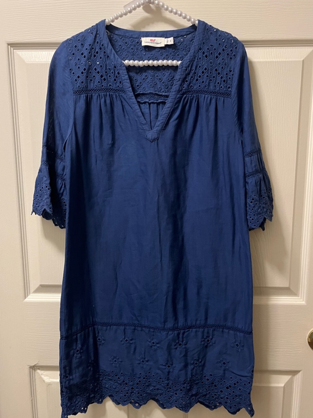 Vineyard Vines Women’s Navy‎ Eyelet Cotton Tunic Dress Size 4. Preppy Classic